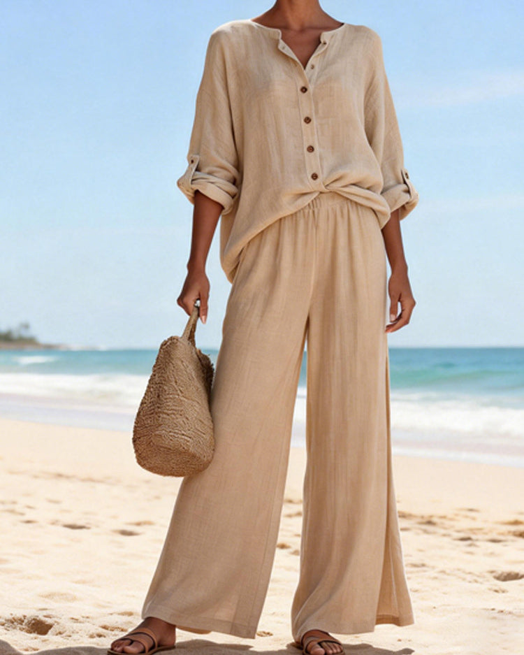 V-Neck Long-Sleeve Set — Luna Forza loungewear set, view 8