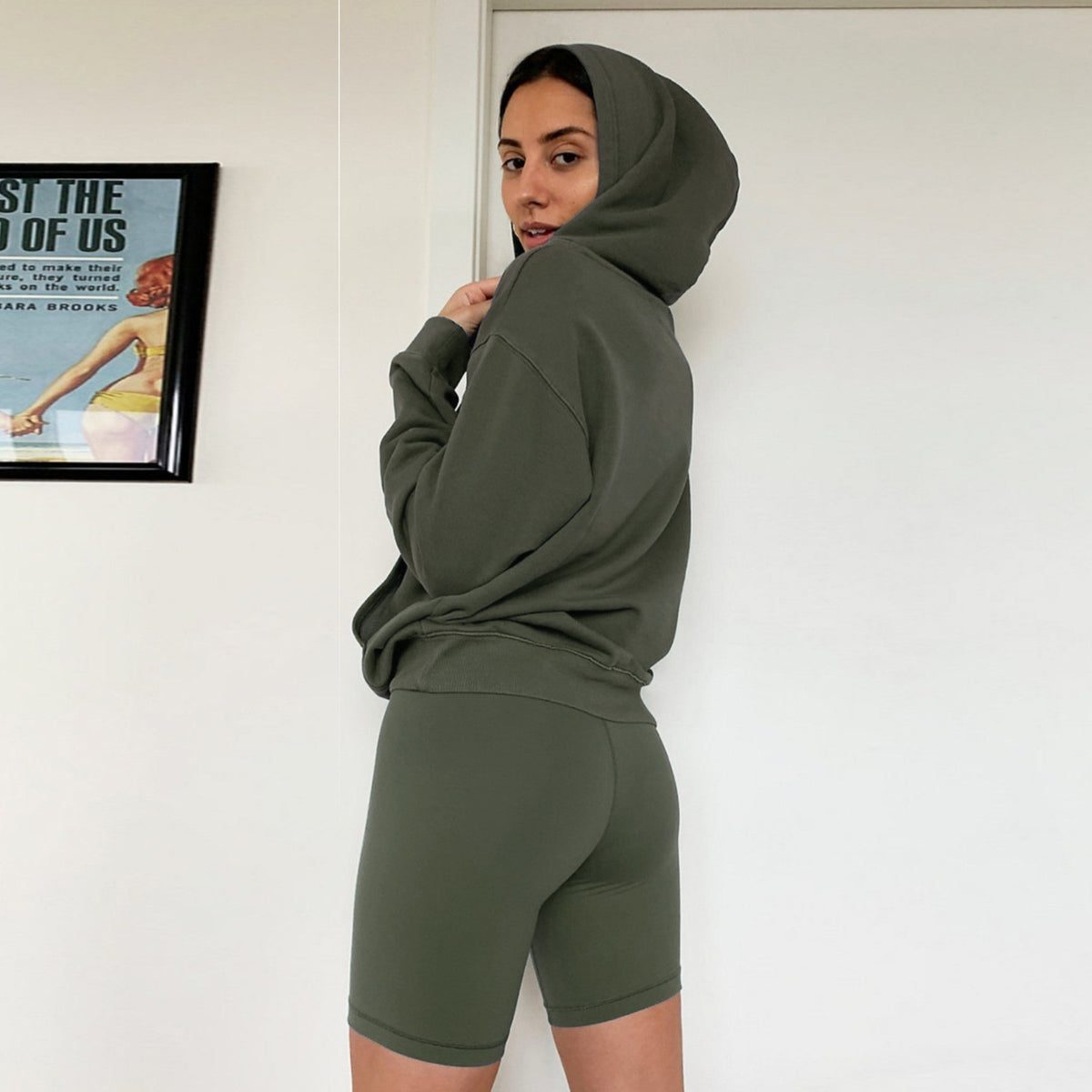 Woman wearing Luna Forza Loose Sweatshirt & Shorts Set — women's activewear set, Australia