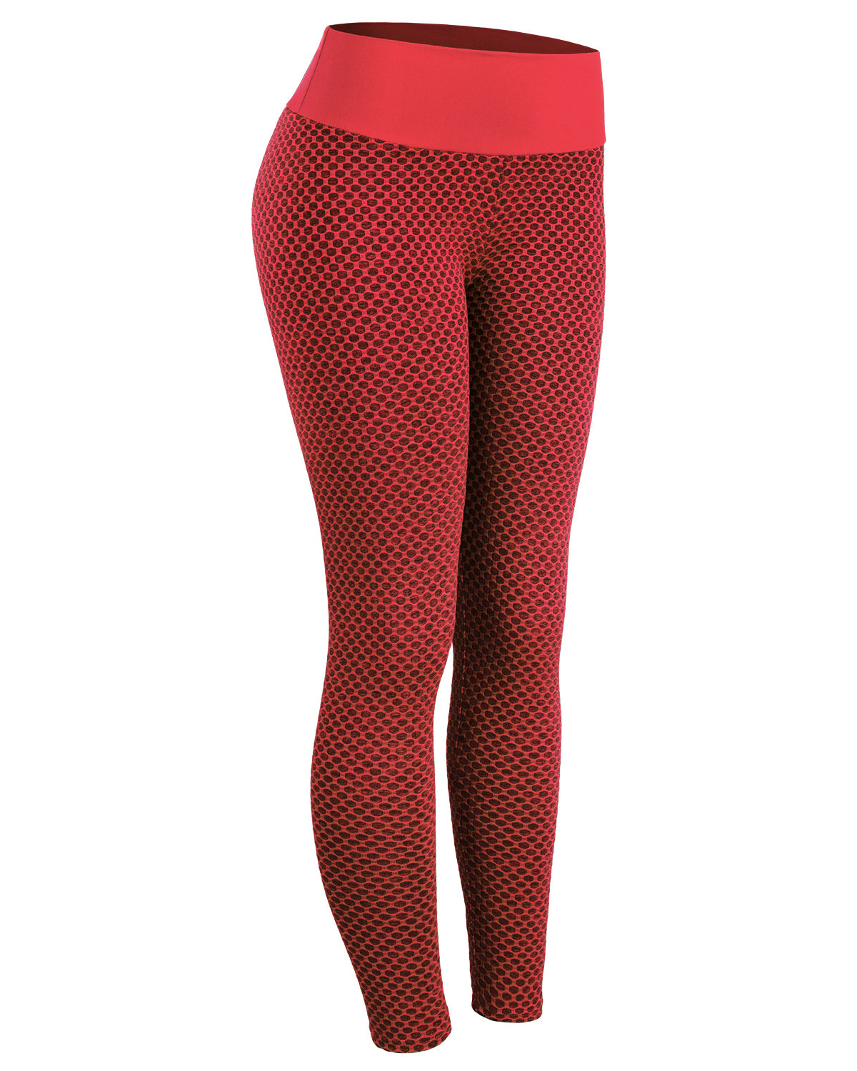 Textured scrunch high-waist gym leggings in deep red — Luna Forza Aria