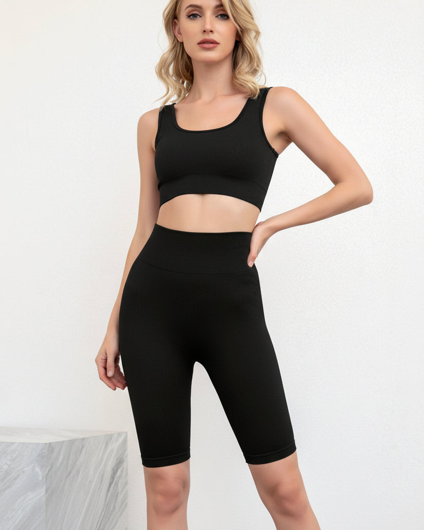 Woman wearing Luna Forza Bra & Shorts Fitness Set — women's activewear set, Australia