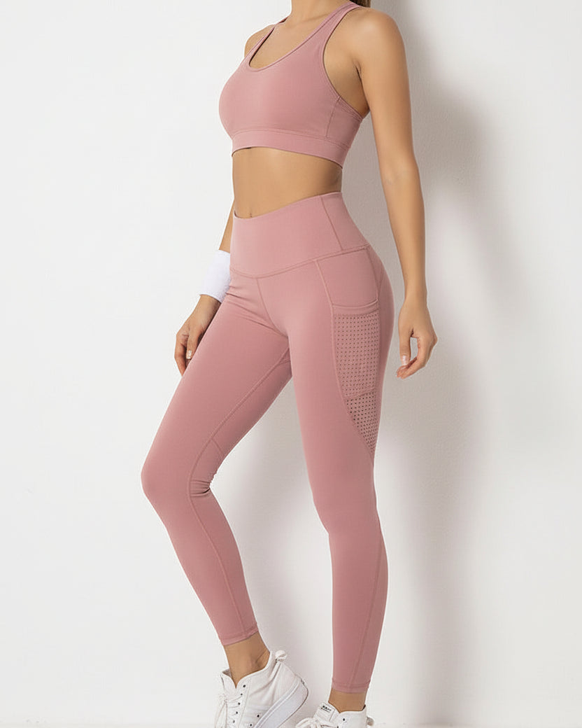 Hollow-Stitch Running Pants — Luna Forza running tights, view 6