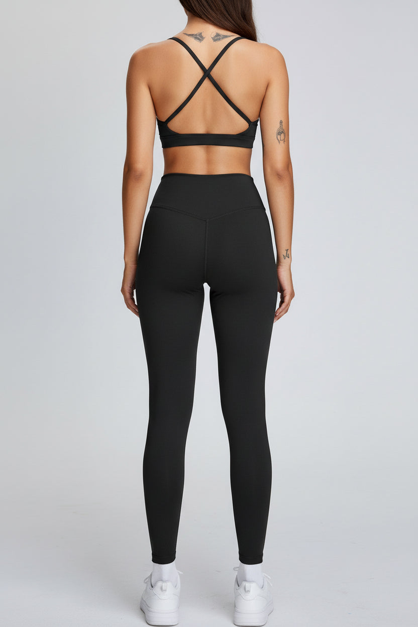 Woman wearing Luna Forza Tummy-Control Shorts Set — women's activewear set, Australia