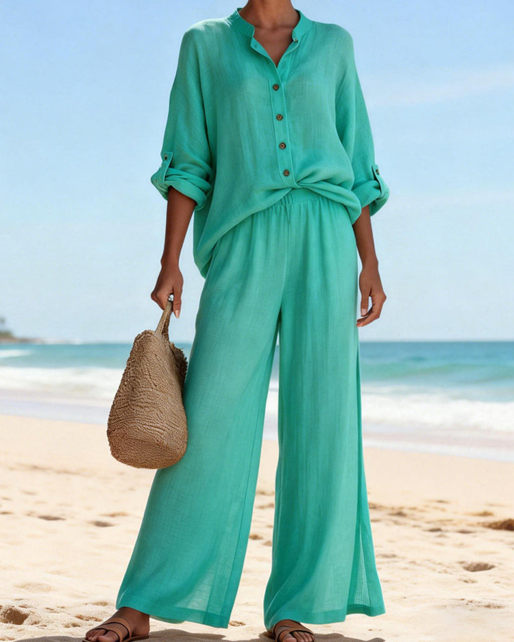 V-Neck Long-Sleeve Set — Luna Forza loungewear set, view 4