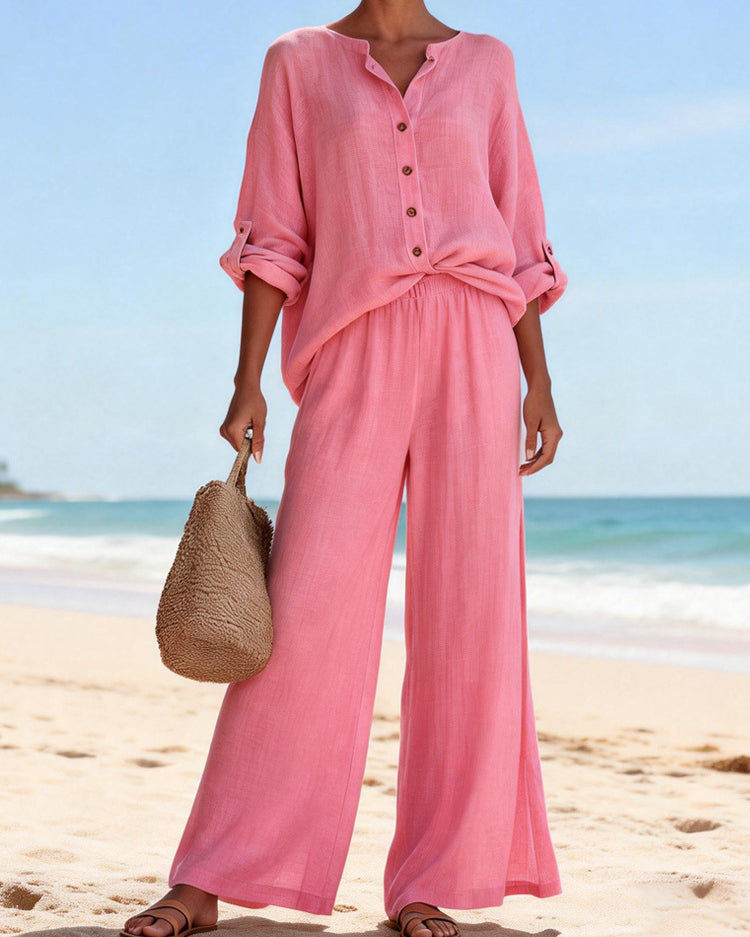 V-Neck Long-Sleeve Set — Luna Forza loungewear set, view 7