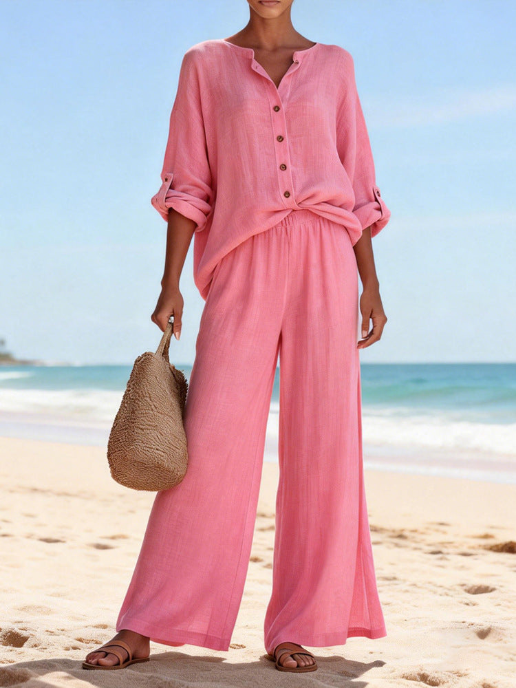 V-Neck Long-Sleeve Set — Luna Forza loungewear set, view 7