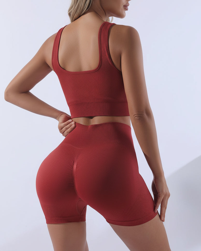 Woman wearing Luna Forza Yoga Shorts & Top Set — women's activewear set, Australia