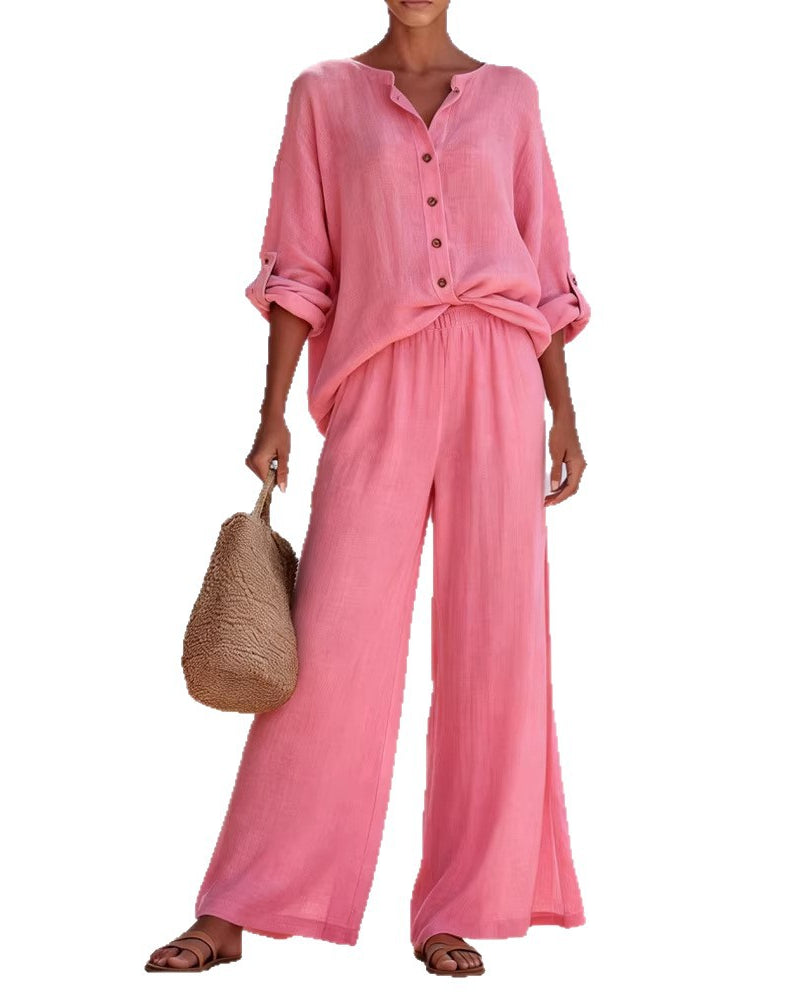 V-Neck Long-Sleeve Set — Luna Forza loungewear set, view 3