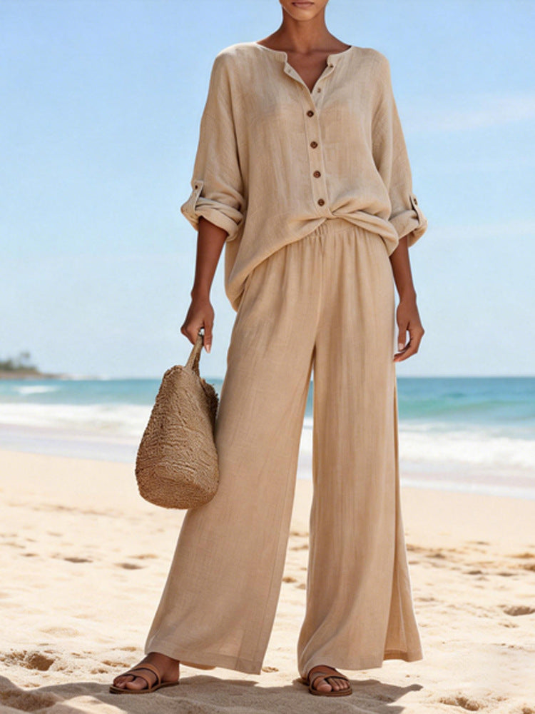 V-Neck Long-Sleeve Set — Luna Forza loungewear set, view 8