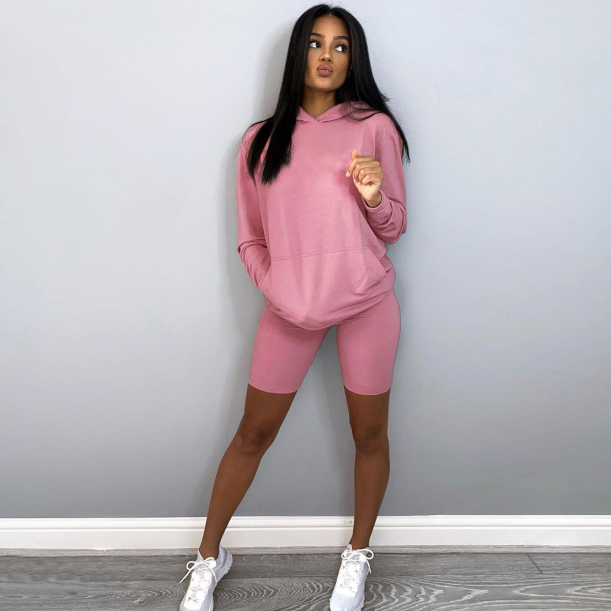 Loose Sweatshirt & Shorts Set — Luna Forza activewear set, view 4