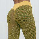 Textured scrunch high-waist gym leggings in yellow — Luna Forza Aria