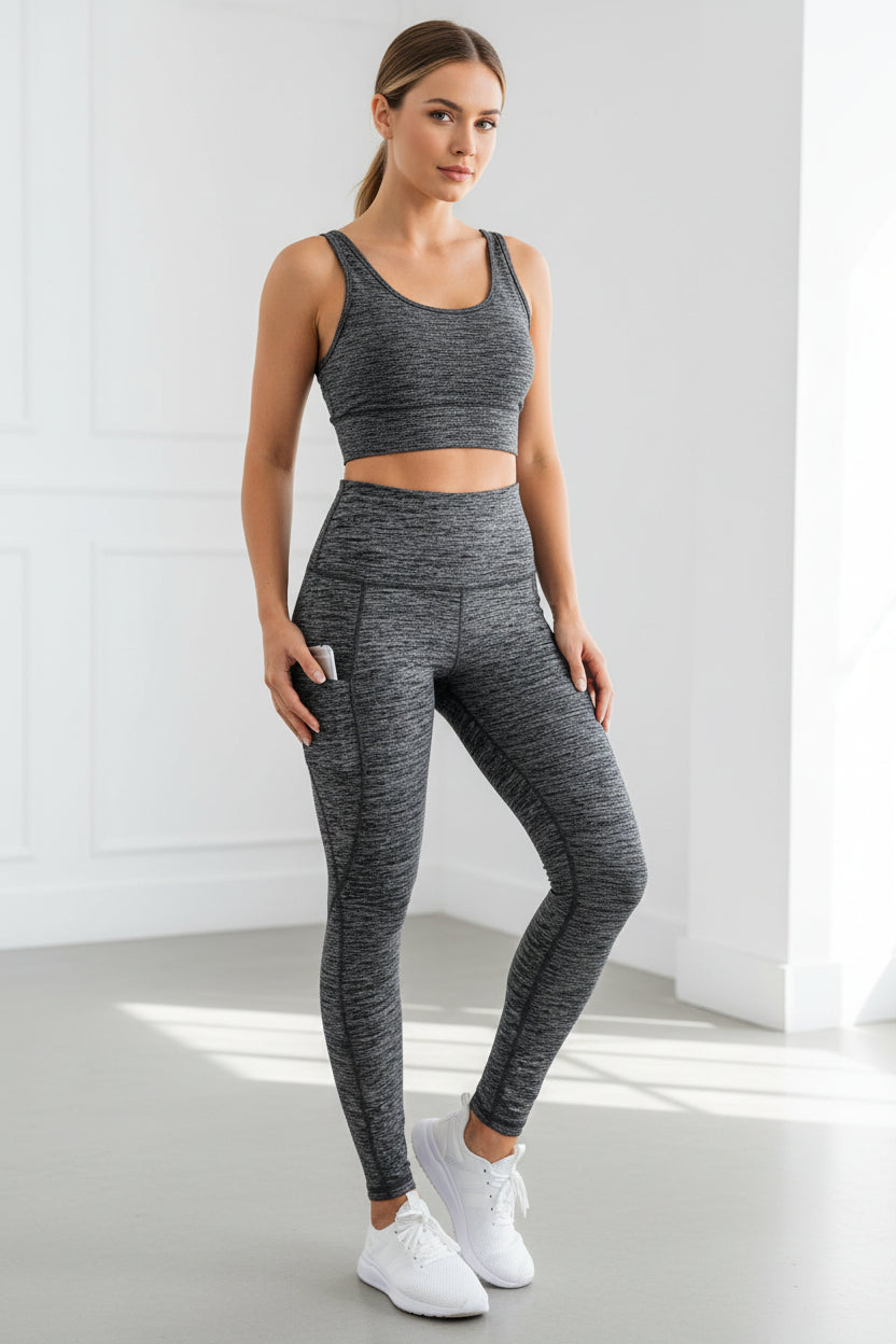 Woman wearing Luna Forza High-Waist Yoga Leggings with Pockets — women's yoga pants, Australia