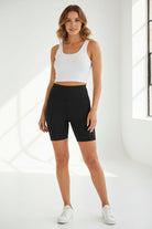 Woman wearing Luna Forza High-Waist Butt-Lift Bike Shorts — women's bike shorts, Australia