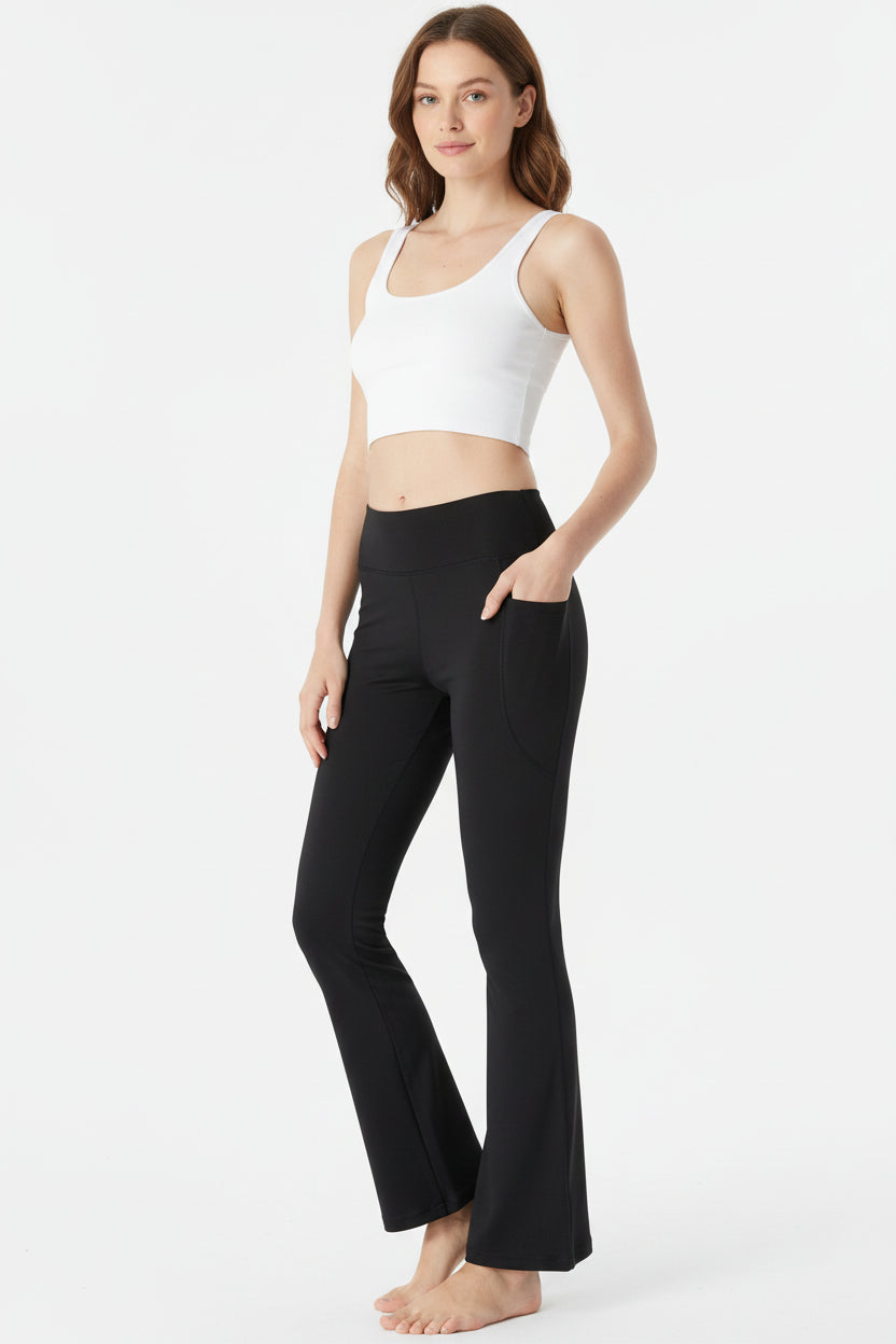 Woman wearing Luna Forza Tummy-Control Bootcut Cropped Pants — women's shaping leggings, Australia