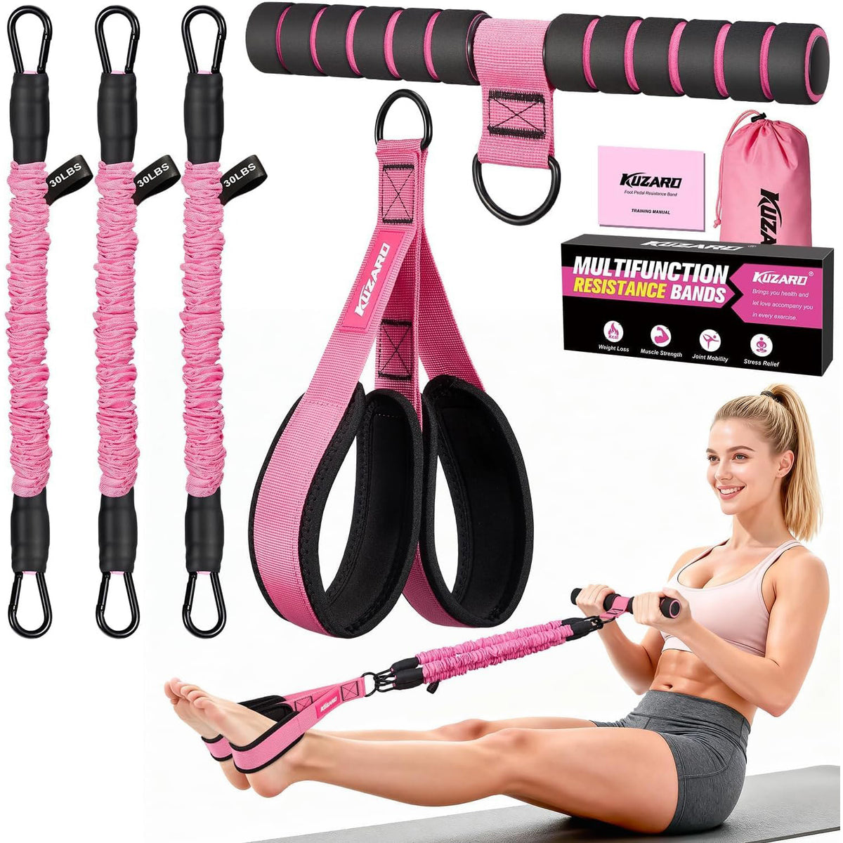 Sit-Up Resistance Band Set — Luna Forza home gym equipment, Australia