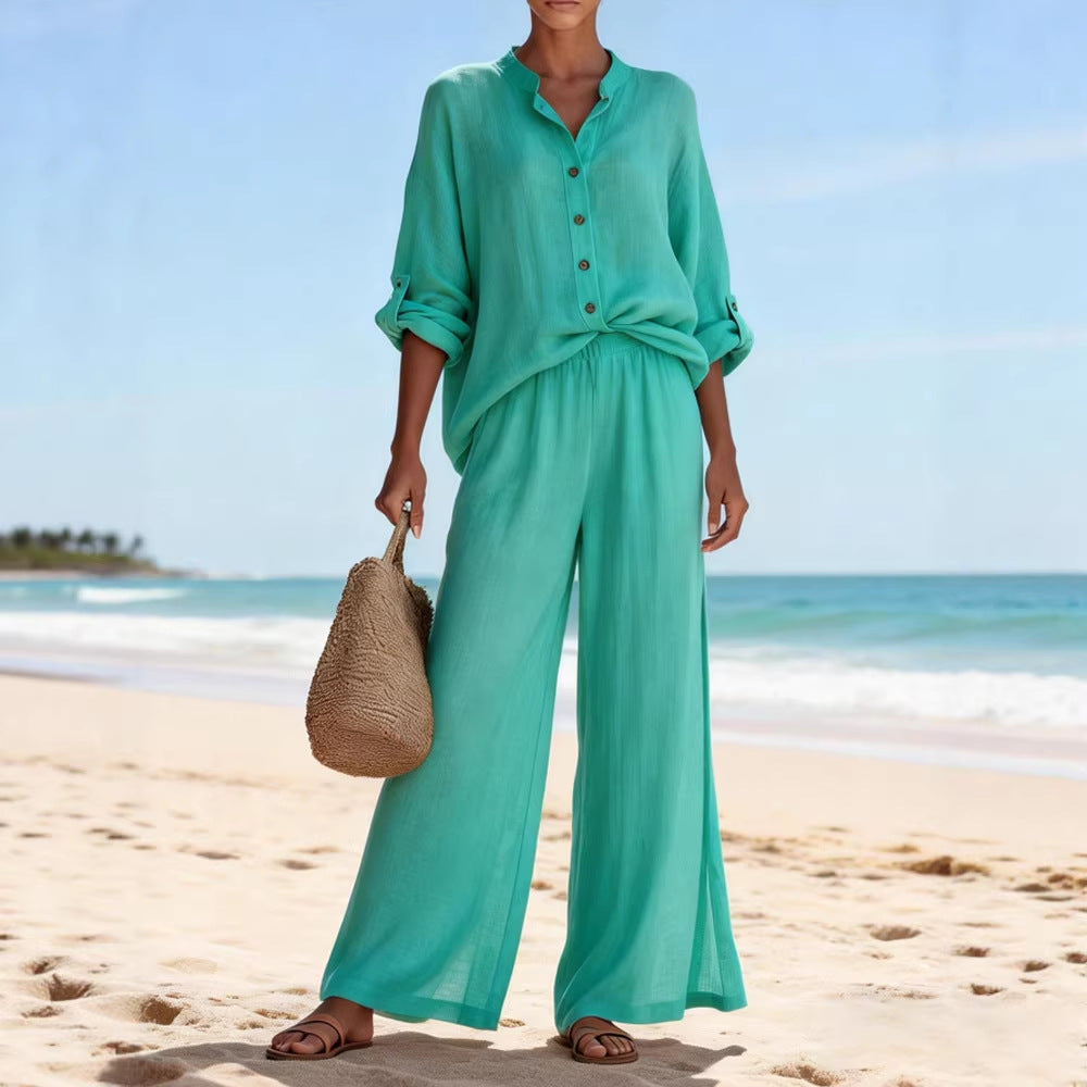 V-Neck Long-Sleeve Set — Luna Forza loungewear set, view 5