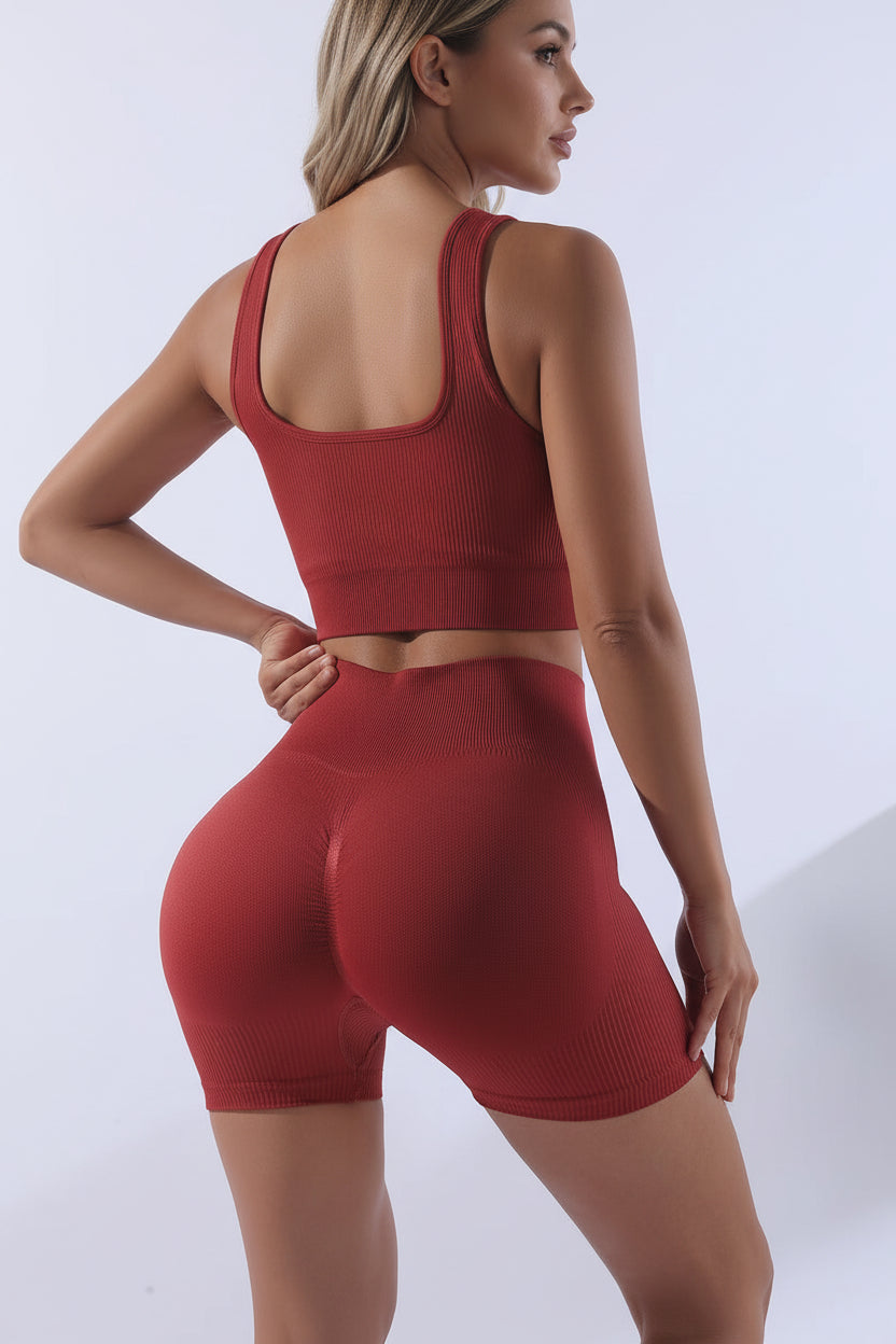 Woman wearing Luna Forza Yoga Shorts & Top Set — women's activewear set, Australia