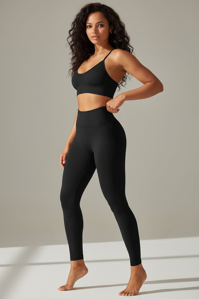 Woman wearing Luna Forza Seamless Bra & Legging Set — women's seamless activewear set, Australia