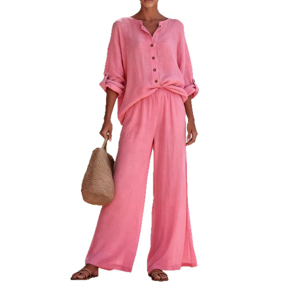 V-Neck Long-Sleeve Set — Luna Forza loungewear set, view 3