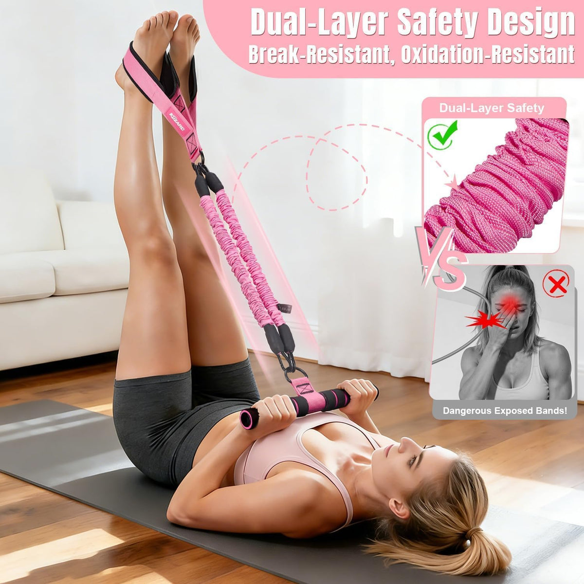 Sit-Up Resistance Band Set — Luna Forza home gym equipment, view 6