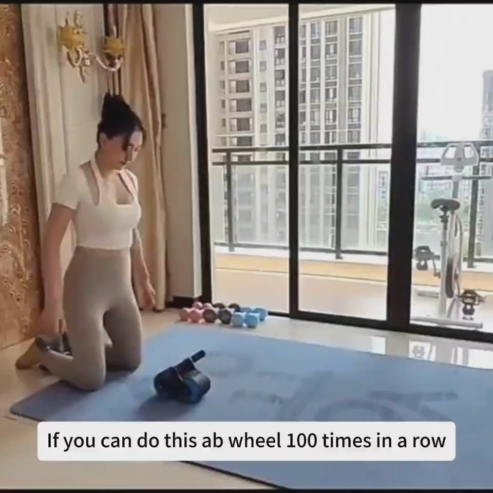 Rebound Ab Wheel Roller with Knee Pad in use — Luna Forza home gym equipment